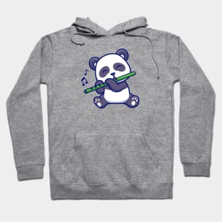 Cute Panda Playing Bamboo Flute Cartoon Hoodie